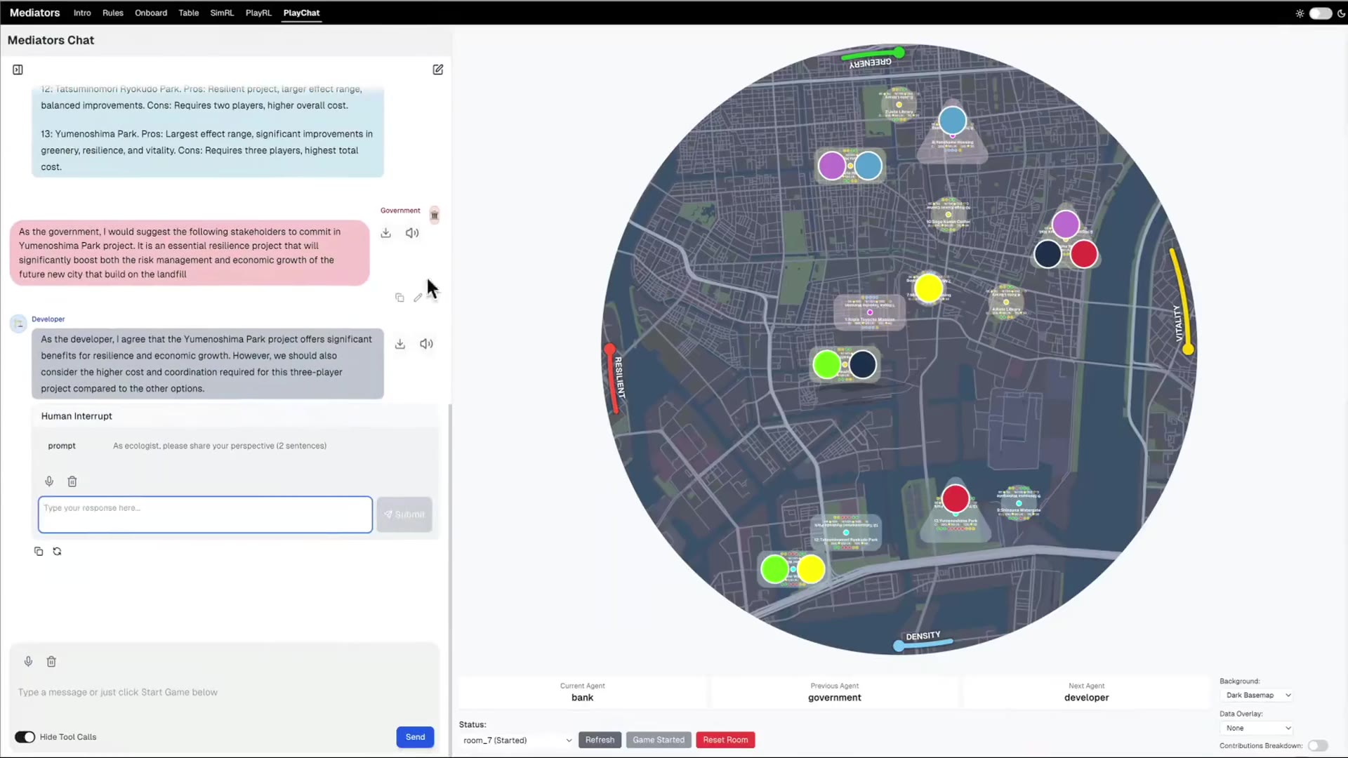 Web interface for Mediators human-agent negotiation.