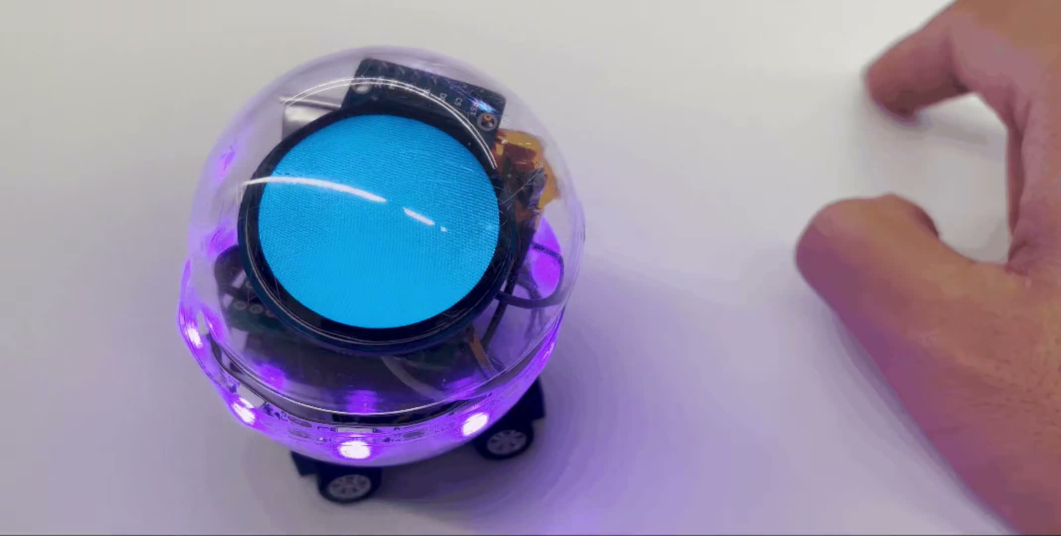 Physical droplet prototype responding to hand gestures.
